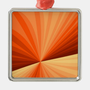Modern Abstract Orange Red Vanilla Graphic Fractal Metal Tree Decoration