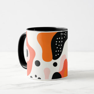 Modern Abstract Organic Shapes and Polka Dot Art Mug