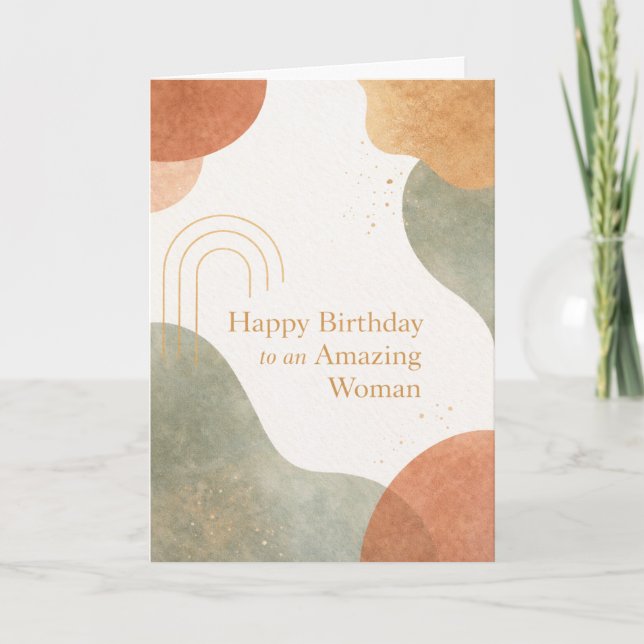 Modern Abstract Organic Shapes Boho Birthday Card (Front)