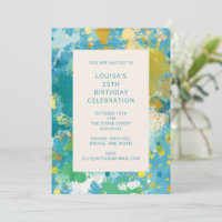 Modern Abstract Paint Art Cool Blue 25th Birthday