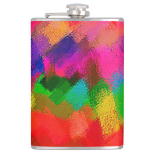 Modern Abstract Paint Colour Brush Stroke Hip Flask