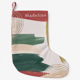 Modern Abstract Paint Monogram Christmas Small Christmas Stocking