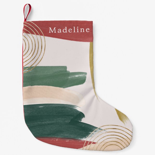 Modern Abstract Paint | Monogram Christmas Small Christmas Stocking (Front)