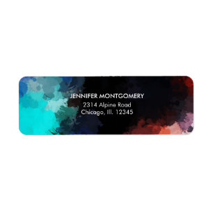Modern Abstract Paint Splatters Black Orange Blue