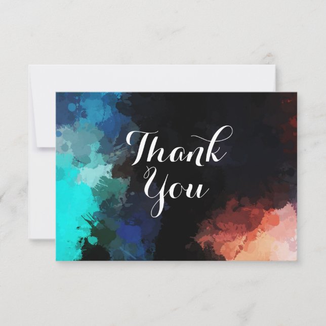 Modern Abstract Paint Splatters Thank You (Front)