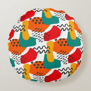 Modern Abstract Paint Strokes Pattern Round Cushion