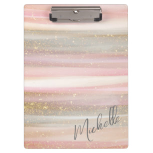 Modern Abstract Paint Strokes with Glitter  Clipboard