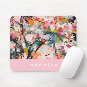 Modern Abstract Painted Botanical Tree Mouse Pad