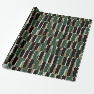 Modern Abstract Painted Stripe Earthy Tone Wrapping Paper