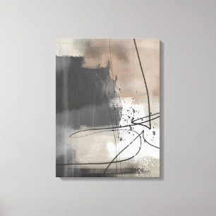 Modern Abstract Painting Brown Black Minimalist Canvas Print