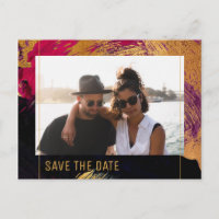 Modern abstract painting gold script photo wedding