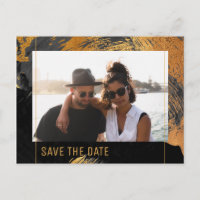 Modern abstract painting gold script photo wedding