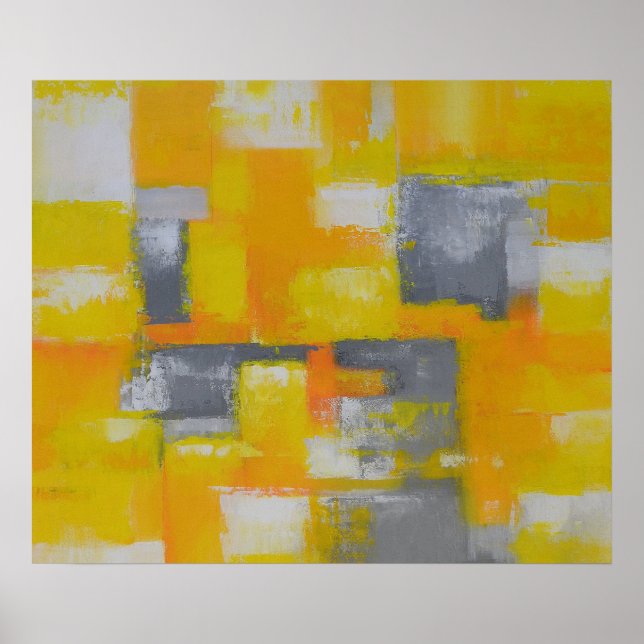 modern abstract painting grey yellow white poster (Front)