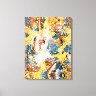 Modern Abstract Painting Mustard Teal Gold White  Canvas Print
