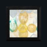 Modern Abstract Painting on Newsprint Gift Box<br><div class="desc">Romance is peaking its head out in this painting by Jennifer Goldberger. Circles and football shapes are layered on top of a newsprint background,  hiding most of the words. Some peak through,  especially romance. An avant garde selection that would make a great addition to your wall!</div>