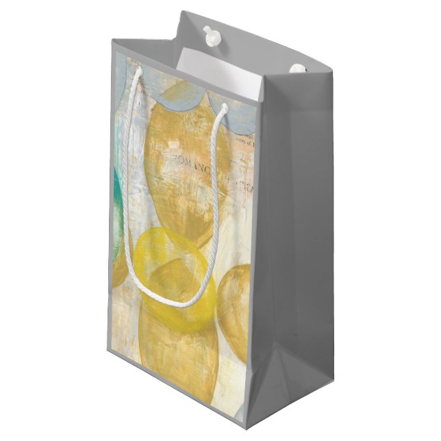 Modern Abstract Painting on Newsprint Small Gift Bag (Front Angled)