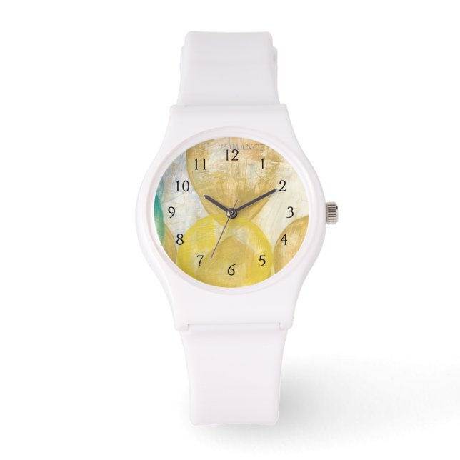 Modern Abstract Painting on Newsprint Watch (Front)