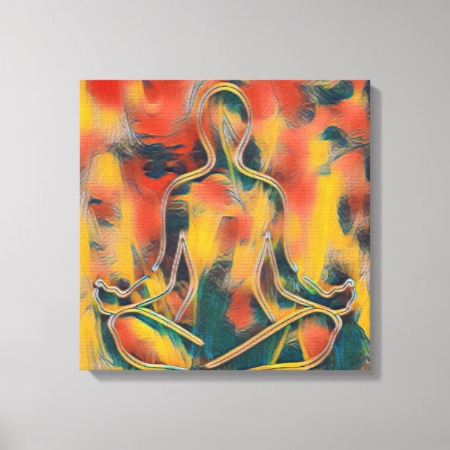 Modern Abstract Painting Yoga Yellow Red Green  Canvas Print (Front)