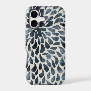 Modern Abstract Paisley Flower in Blue and White