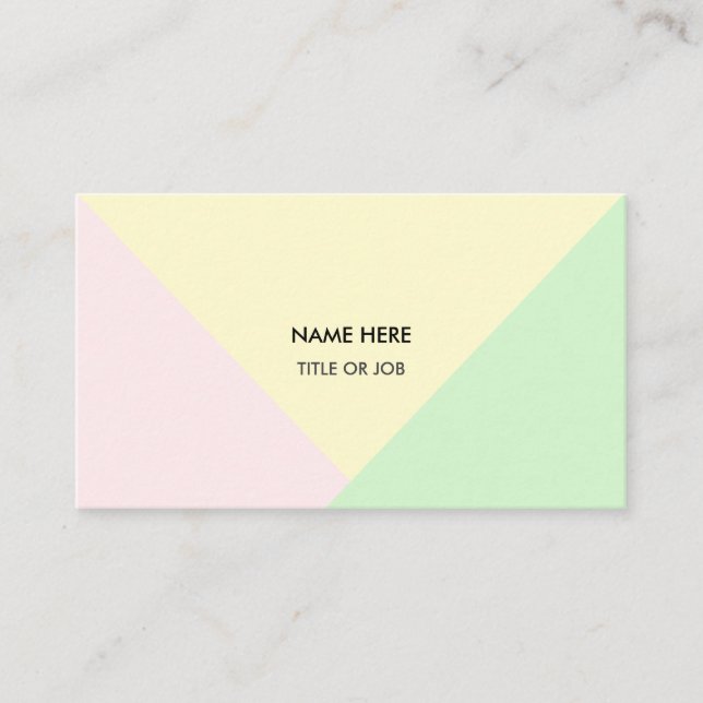 Modern Abstract Pastel Gold Rose, Yellow & Green Business Card (Front)