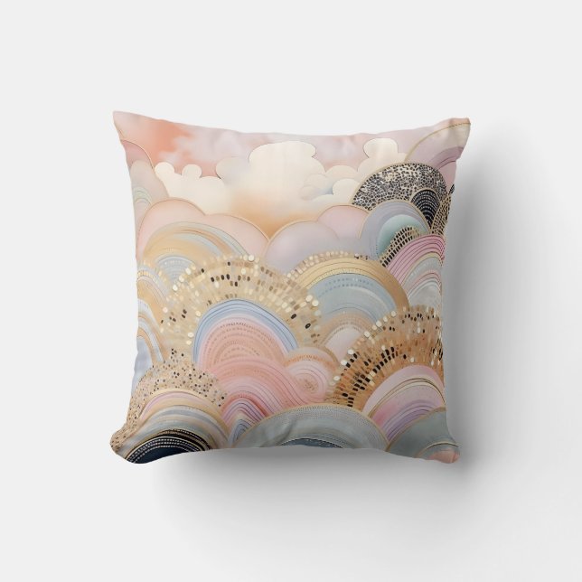 Modern abstract pastel light pink and beige cushion (Front)