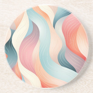 Modern abstract pastel lines coaster