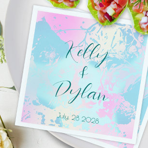 Modern Abstract Pastel Wedding Cocktail Napkin