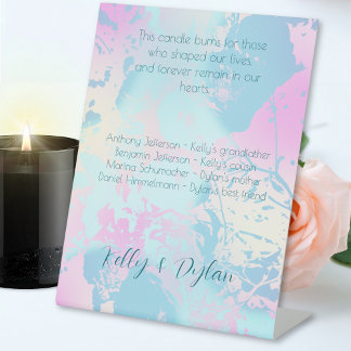 Modern Abstract Pastel Wedding In Memorial Pedestal Sign