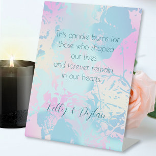 Modern Abstract Pastel Wedding In Memorial  Pedestal Sign