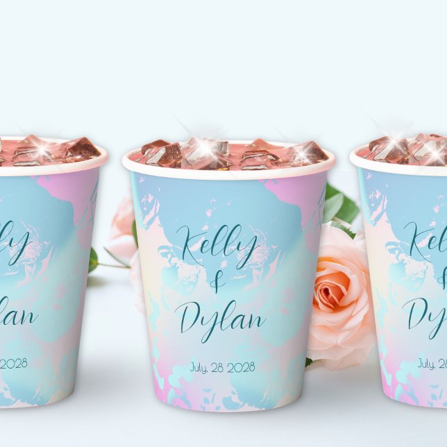 Modern Abstract Pastel Wedding Paper Cups (Creator Uploaded)
