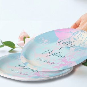 Modern Abstract Pastel Wedding Paper Plate