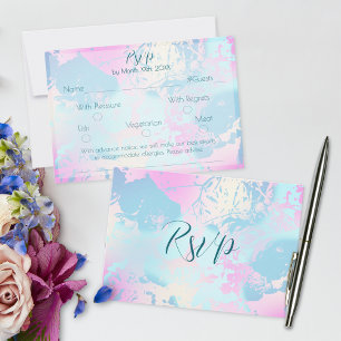 Modern Abstract Pastel Wedding RSVP Card