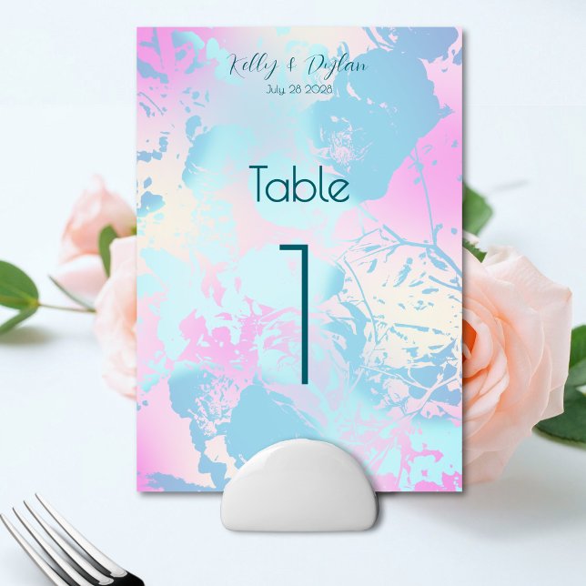 Modern Abstract Pastel Wedding Table Number (Creator Uploaded)