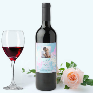 Modern Abstract Pastel Wedding Wine Label