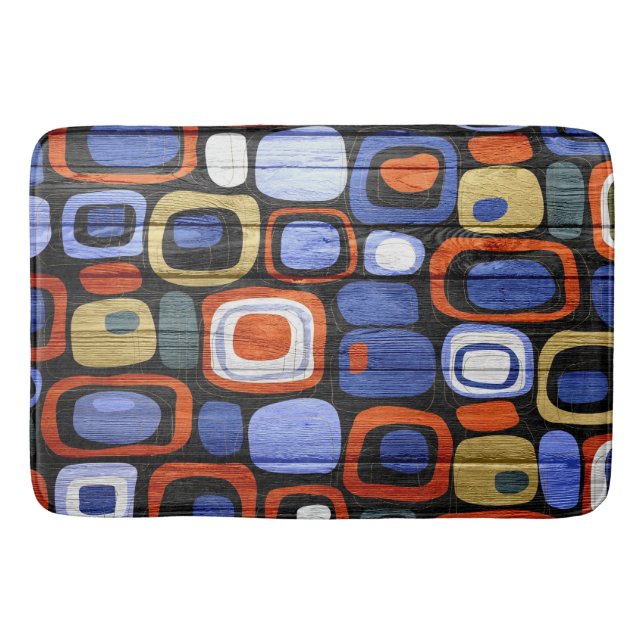Modern Abstract Pastel Wood Look Bath Mat (Front)