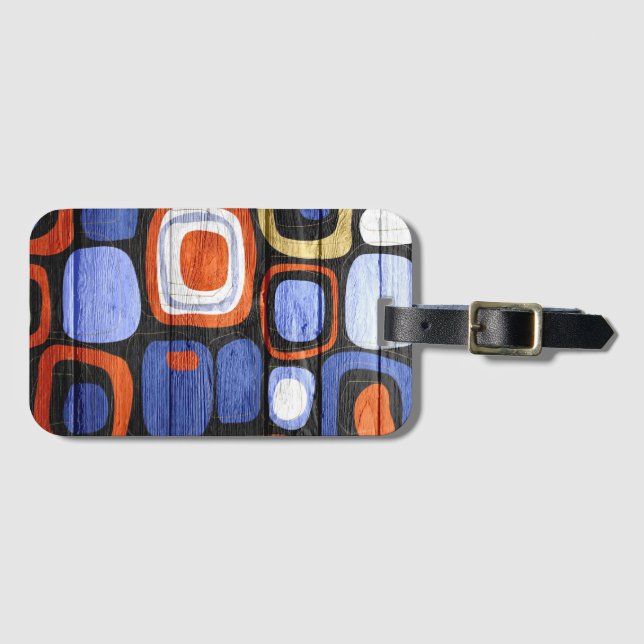 Modern Abstract Pastel Wood Look Luggage Tag (Front Horizontal)