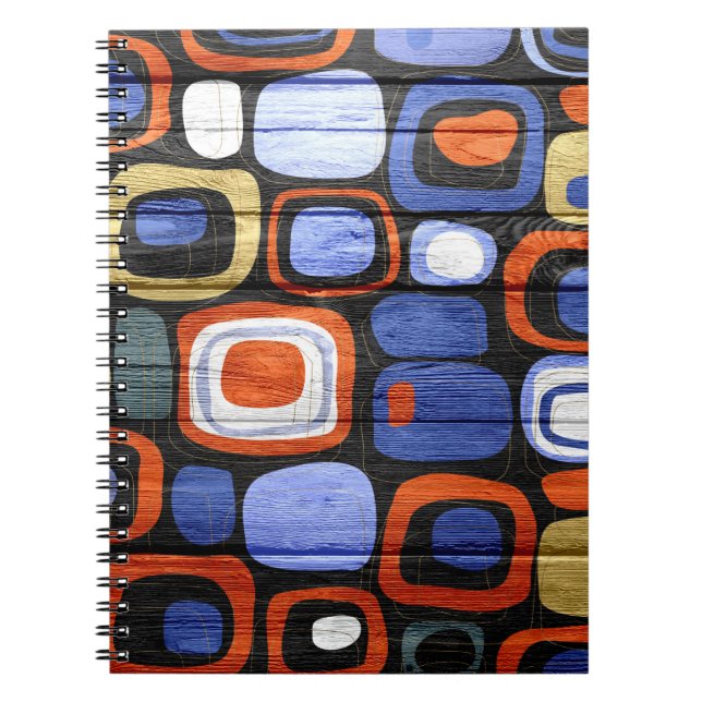 Modern Abstract Pastel Wood Look Notebook (Front)