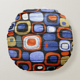 Modern Abstract Pastel Wood Look Round Cushion