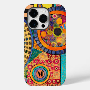 Modern Abstract Patchwork Pattern Monogram Case-Mate iPhone 14 Pro Case