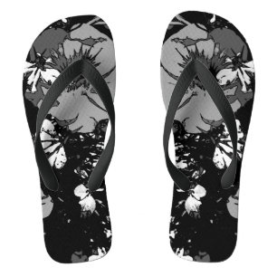 modern abstract pattern in black and white jandals
