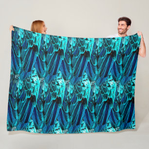 Modern abstract pattern in emerald and blue tones fleece blanket