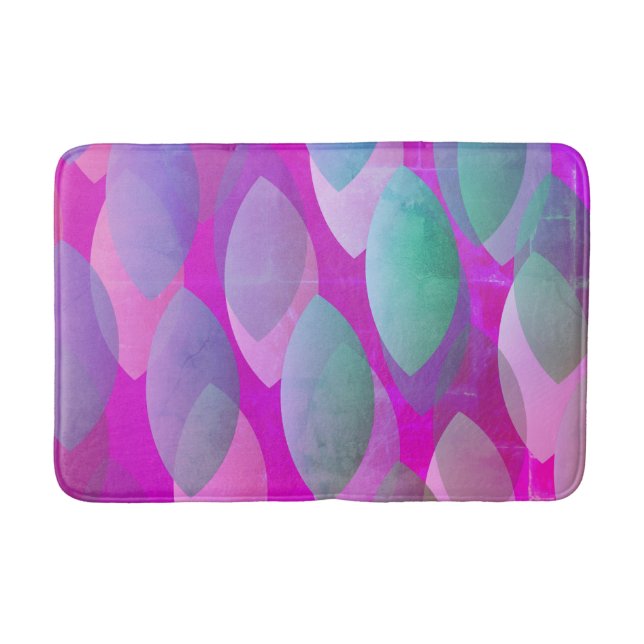 Modern Abstract Pattern | Magenta Purple Pink Teal Bath Mat (Front)