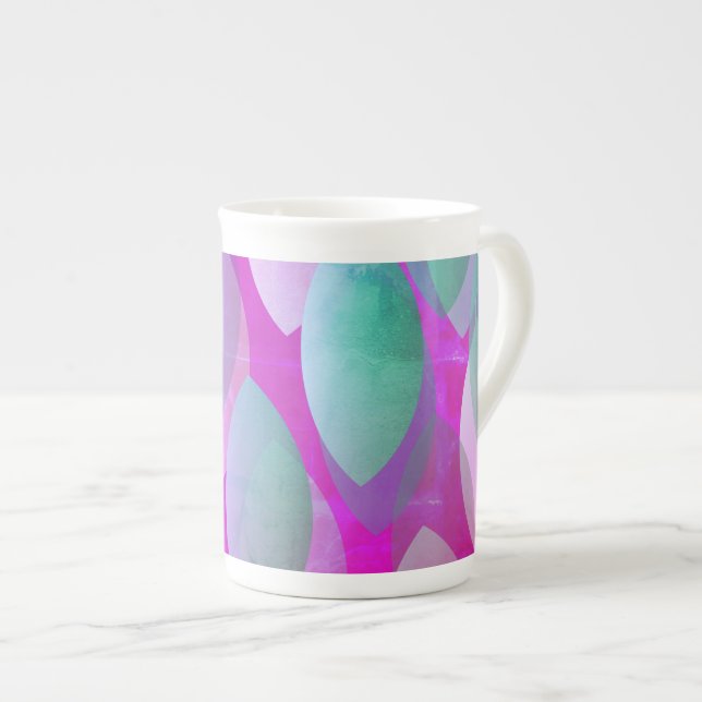 Modern Abstract Pattern | Magenta Purple Pink Teal Bone China Mug (Front Right)