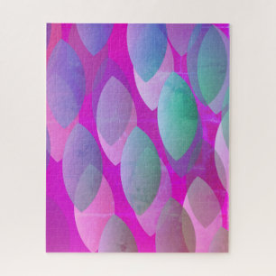 Modern Abstract Pattern   Magenta Purple Pink Teal Jigsaw Puzzle