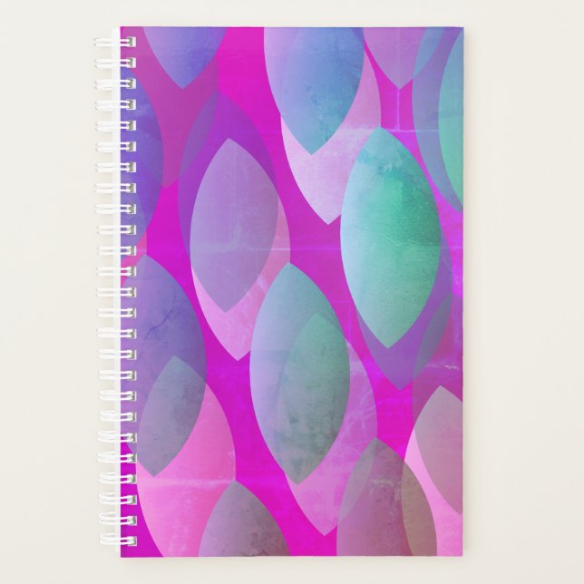 Modern Abstract Pattern | Magenta Purple Pink Teal Planner (Front)