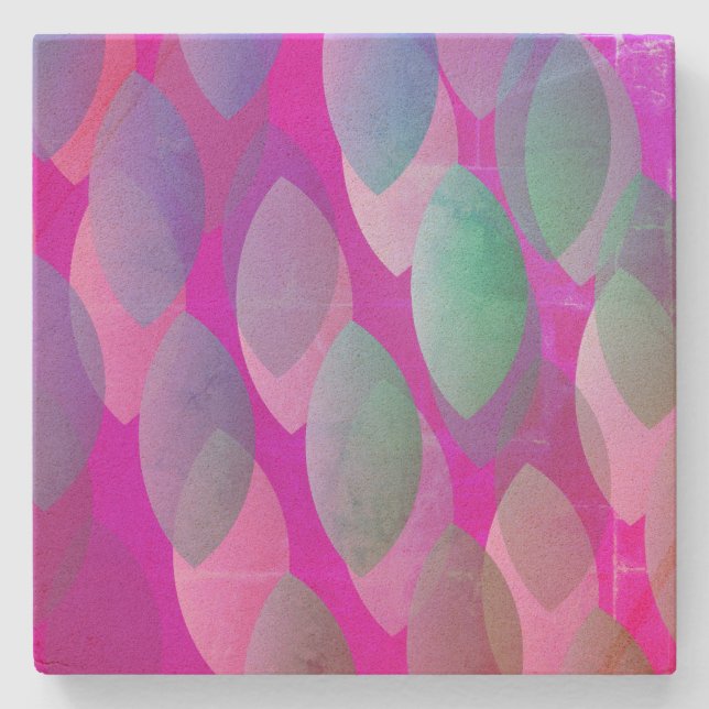 Modern Abstract Pattern | Magenta Purple Pink Teal Stone Coaster (Front)