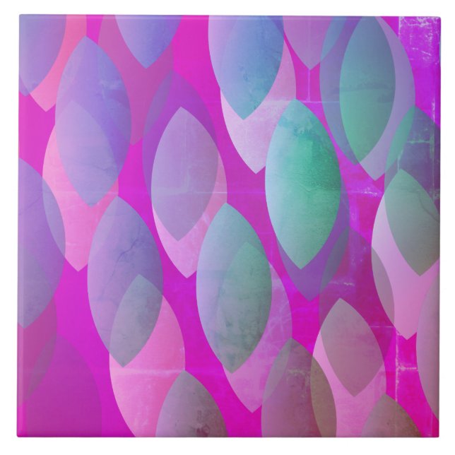 Modern Abstract Pattern | Magenta Purple Pink Teal Tile (Front)