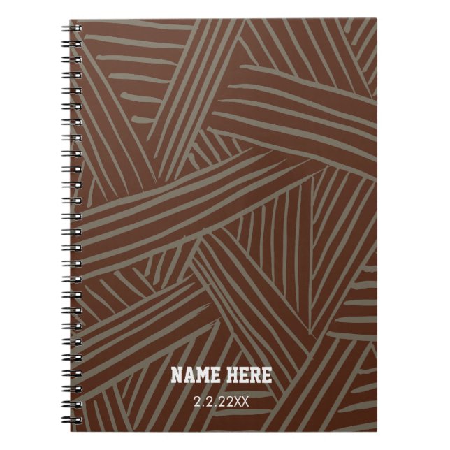Modern Abstract Pattern script Custom Name Notebook (Front)
