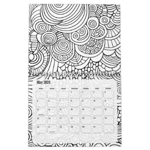 Modern Abstract Patterns Colouring - Black White Calendar