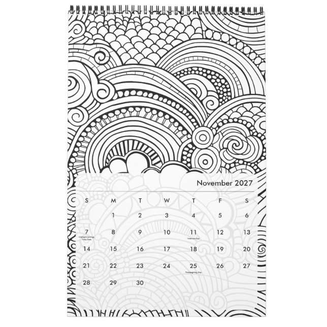 Modern Abstract Patterns Colouring Calendar (Nov 2027)